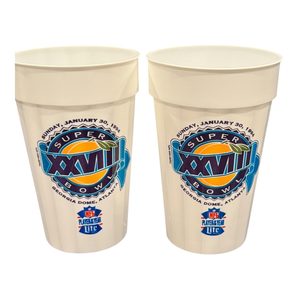 Rare Lot of 2 Lite Beer Super Bowl XXVIII Cups 1994 NFL Football Atlanta